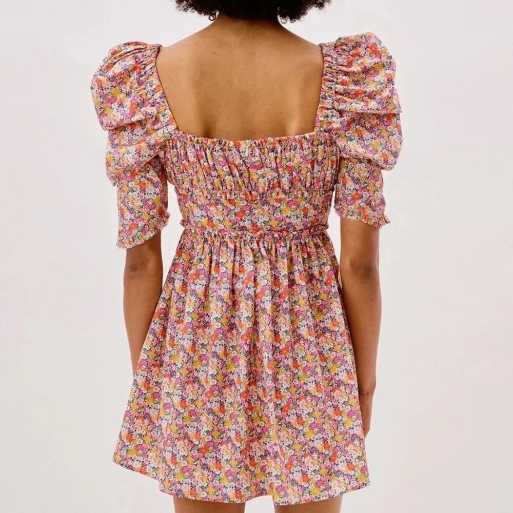 {NWT} For Love & Lemons | Libby Floral Babydoll Puff Sleeve Mini Dress (XXS/0) - Picture 2 of 16